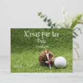 Golf kerstfeest Par tee met golfbal Kaart (Staand voorkant)