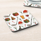 Golf kerstfeest thema voor golfer champagne bier onderzetter (Linkerzijde)