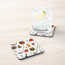 Golf kerstfeest thema voor golfer champagne bier onderzetter