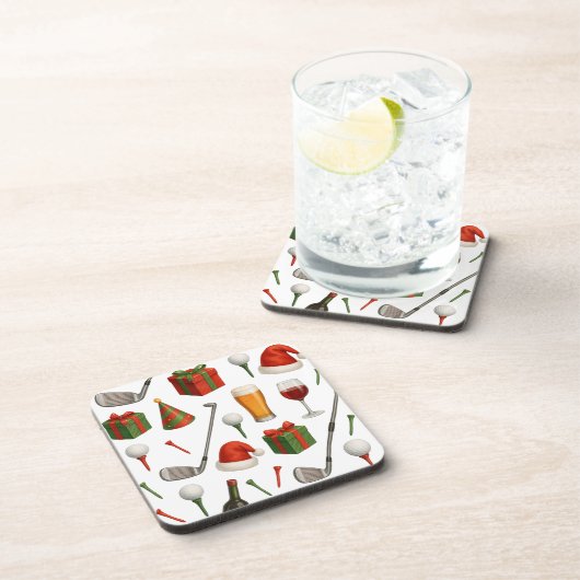 Golf kerstfeest thema voor golfer champagne bier onderzetter (Rechterzijde)