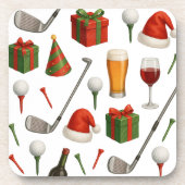 Golf kerstfeest thema voor golfer champagne bier onderzetter (Voorkant)