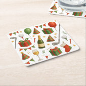 Golf kerstfeest thema voor golfer champagne kartonnen onderzetters (Schuin)