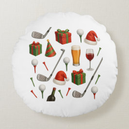 Golf kerstfeest thema voor golfer champagne rond kussen
