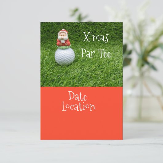 Golf Kerstfeest Uitnodiging met de Kerstman (Staand voorkant)