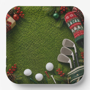 Golf kerstfeest voor golfer papieren bordje