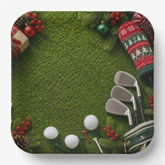 Golf kerstfeest voor golfer papieren bordje (Voorkant)