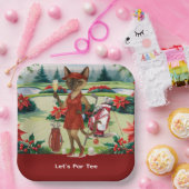 Golf kerstfeest voor vrouwelijke golfer papieren bordje (Feest)