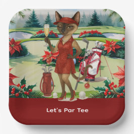Golf kerstfeest voor vrouwelijke golfer papieren bordje