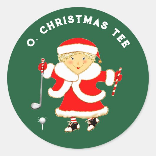 Golf-kerstfeestdag Klassieke Sticker (Voorkant)