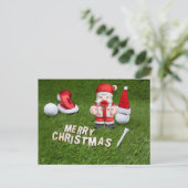Golf-kerstfeestdag met bal en kerstman feestdagenkaart (Staand voorkant)