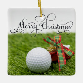 Golf-kerstfeestdag met golfbal voor golfer keramisch ornament