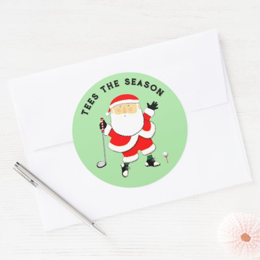 Golf-kerstfeestdag Ronde Sticker (Envelop)
