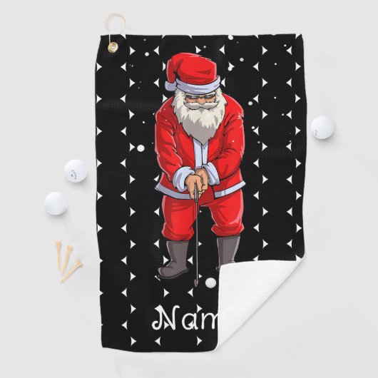 Golf-kersthanddoek voor Golfer met kerstman Golfhanddoek (Insitu)