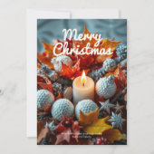 Golf Kerstkaars · Drie foto goud Feestdagenkaart (Voorkant)