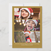 Golf Kerstkaars · Drie foto goud Feestdagenkaart (Achterkant)