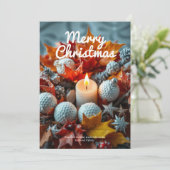 Golf Kerstkaars · Drie Foto Groen Feestdagenkaart (Staand voorkant)