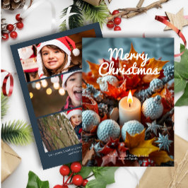 Golf Kerstkaars · Drie foto marine Feestdagenkaart