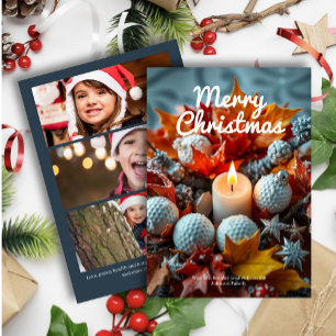 Golf Kerstkaars · Drie foto marine Feestdagenkaart