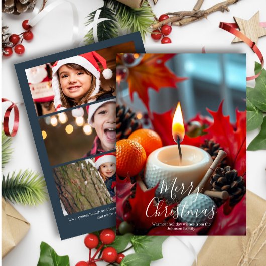 Golf Kerstkaars · Drie foto marine Feestdagenkaart