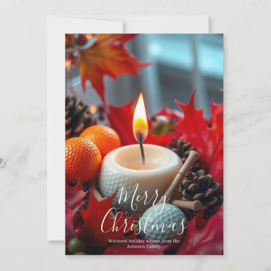 Golf Kerstkaars · Drie foto rood Feestdagenkaart (Voorkant)