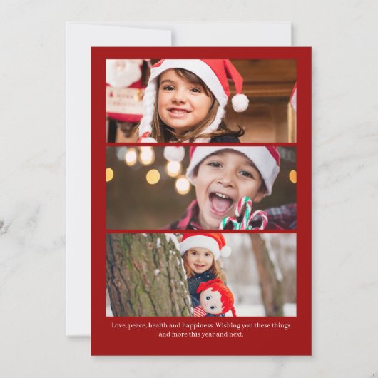 Golf Kerstkaars · Drie foto rood Feestdagenkaart (Achterkant)