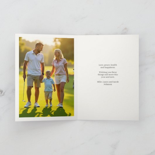 Golf Kerstkaars · Familiefoto Feestdagen Kaart (Binnen)