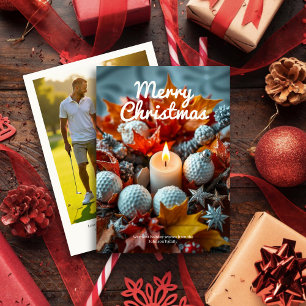 Golf Kerstkaars · Familiefoto Feestdagenkaart