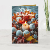 Golf Kerstkaars · Familiefoto Goud Feestdagen Kaart (Voorkant)