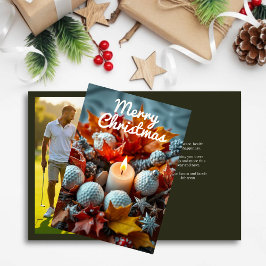 Golf Kerstkaars · Familiefoto Olive Feestdagen Kaart