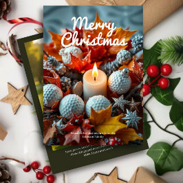 Golf Kerstkaars · Familiefoto Olive Feestdagenkaart