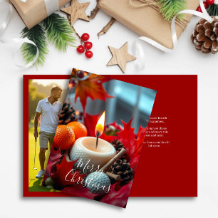 Golf Kerstkaars · Familiefoto Rood Feestdagen Kaart