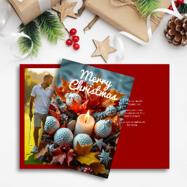 Golf Kerstkaars · Familiefoto Rood Feestdagen Kaart