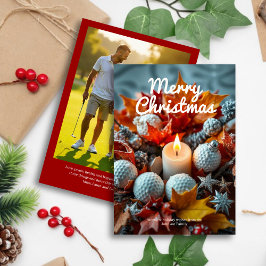 Golf Kerstkaars · Familiefoto Rood Feestdagenkaart