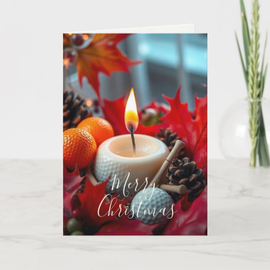 Golf Kerstkaars Feestdagen Kaart (Voorkant)