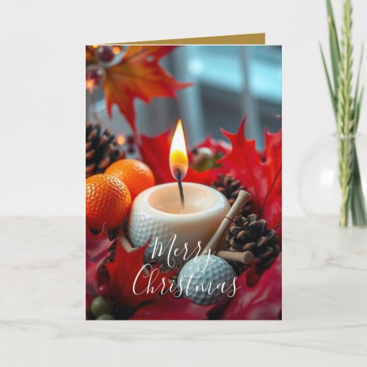 Golf Kerstkaars · Goud Feestdagen Kaart (Voorkant)