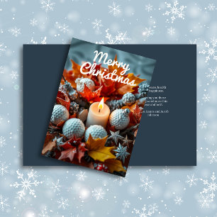 Golf Kerstkaars · Navy Blue Feestdagen Kaart