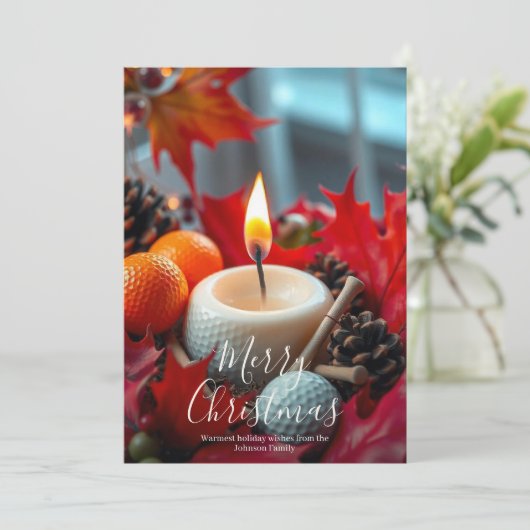 Golf Kerstkaars· Olijf Feestdagenkaart (Staand voorkant)