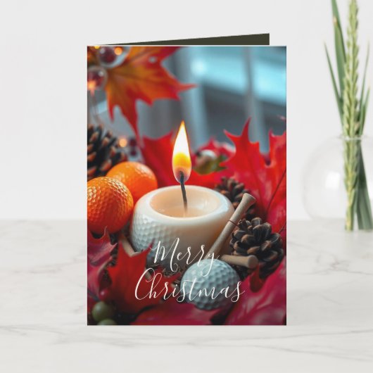 Golf Kerstkaars · Olive Feestdagen Kaart (Voorkant)