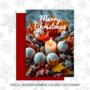 Golf Kerstkaars · Rood Feestdagenkaart