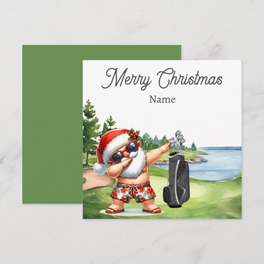 Golf kerstkaart met de Kerstman van Hawaï (Voorkant / Achterkant)