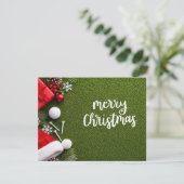 Golf kerstkaart met golf en tee op groen (Staand voorkant)
