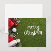 Golf kerstkaart met golf en tee op groen (Voorkant / Achterkant)