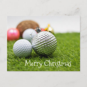 Golf-kerstkaart met Golfbal-versiering Briefkaart