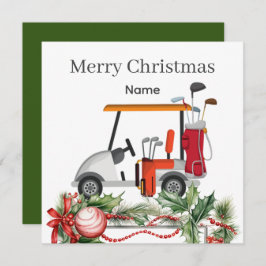 Golf-kerstkaart met Golfkart en golfer voor clubs