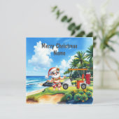 Golf-kerstkaart met Golfkart en golfer voor clubs (Staand voorkant)