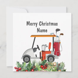 Golf-kerstkaart met Golfkart en golfer voor clubs