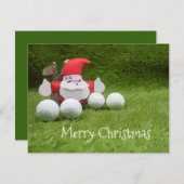 Golf-kerstkaart met kerstman en golfbal (Voorkant / Achterkant)