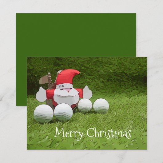 Golf-kerstkaart met kerstman en golfbal (Voorkant / Achterkant)