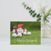 Golf-kerstkaart met kerstman en golfbal briefkaart (Staand voorkant)