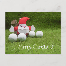 Golf-kerstkaart met kerstman en golfbal briefkaart